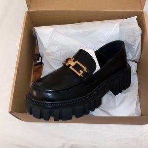 Black chunky platform loafers
